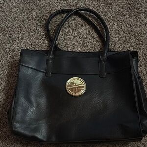 Sophisticated Black and Gold Leather Tote